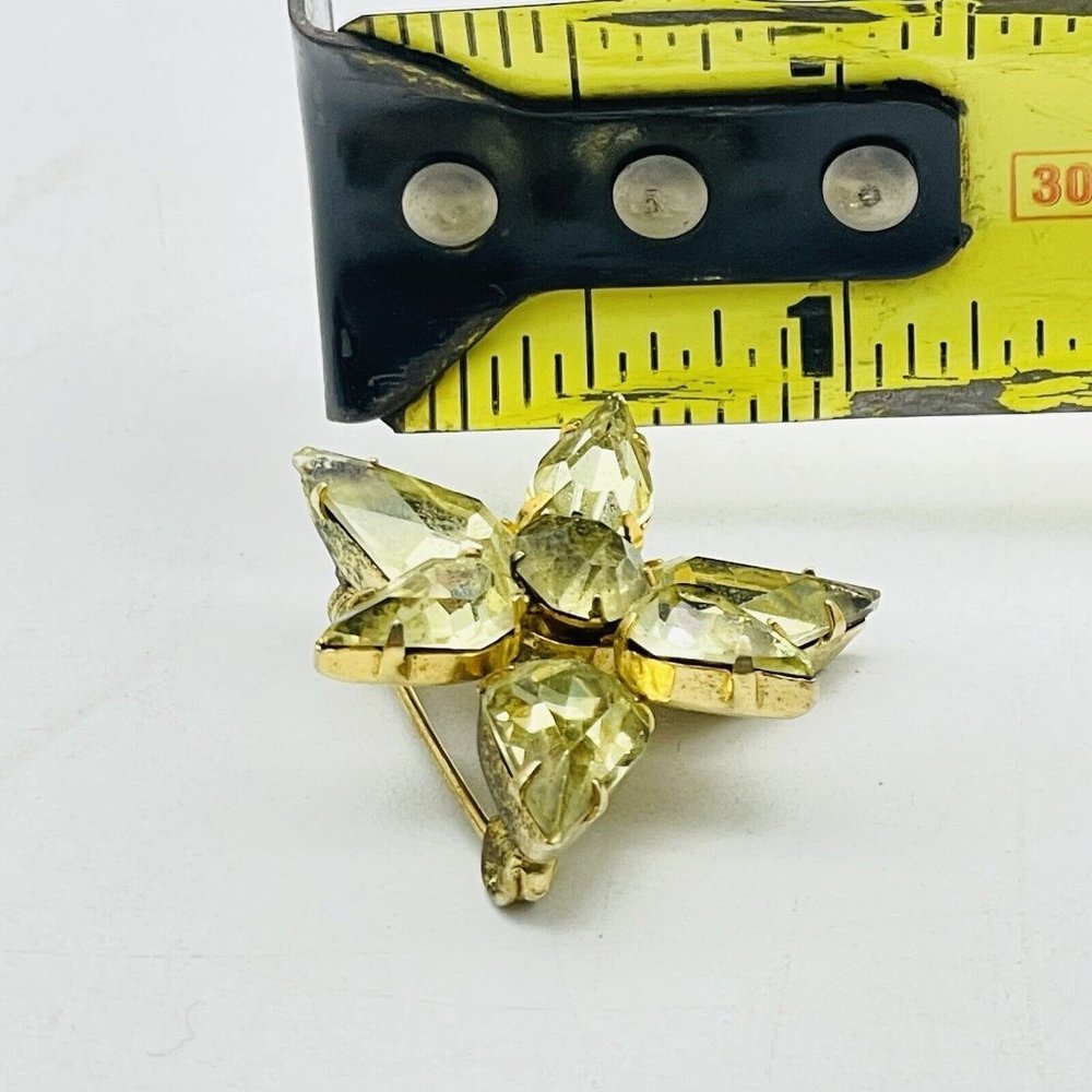 Kramer Yellow Rhinestone Scatter Pin Gold Tone Flower Nature Garden Trees Floral - Picture 7 of 7
